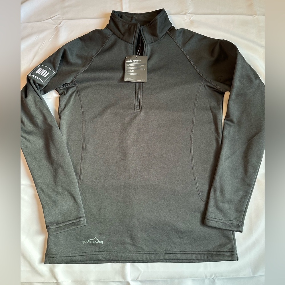 NWT Eddie Bauer Women’s Grey Smooth Fleece 1/2 Zip Pullover Size M Polyester
